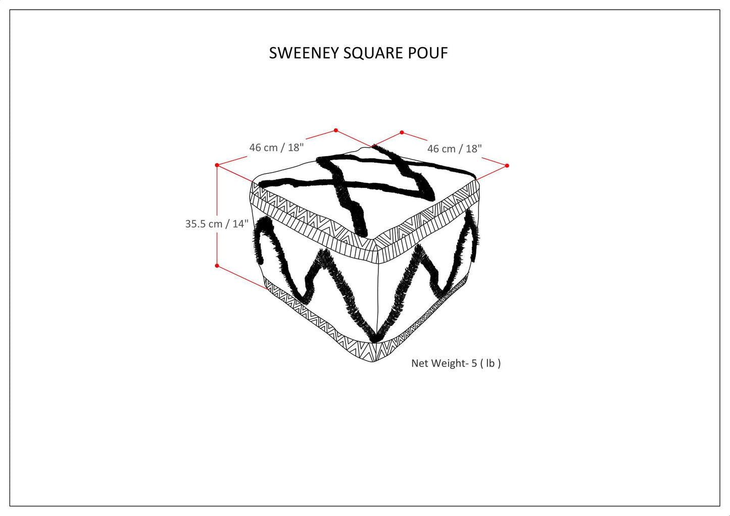Sweeney Square Pouf Grey/Natural