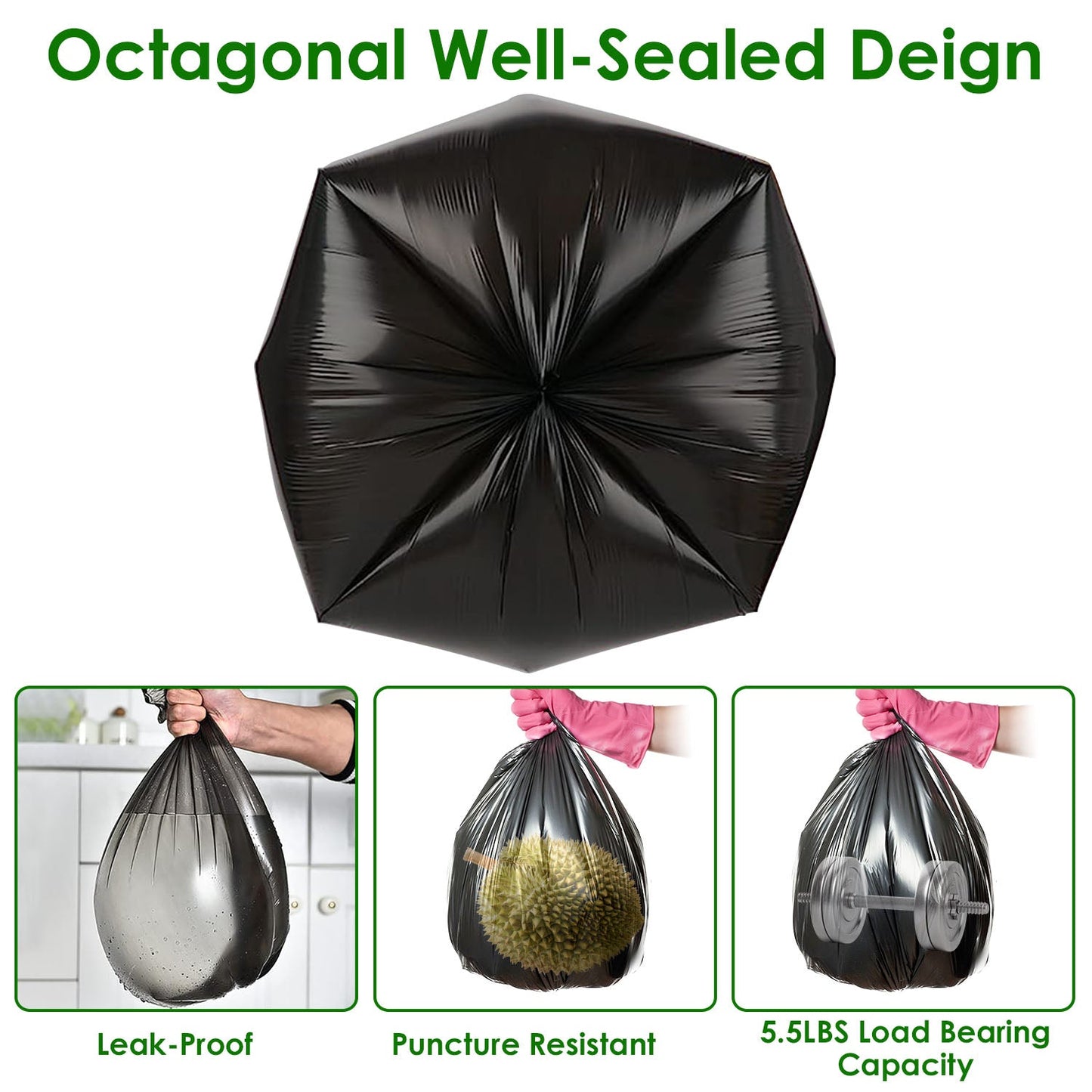 4 Rolls Black Garbage Bags 5.3 Gallons Unscented Disposable Trash Bags Portable Leak Resistant Trash Can Liners for Bathroom Office Kitchen Bedroom Ca