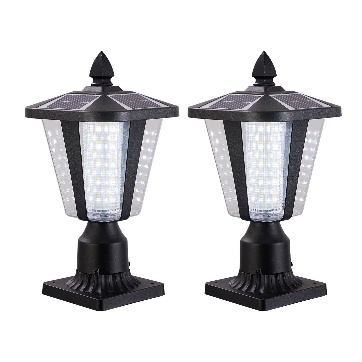 15' Solar Powered Outdoor Lantern, Modern Garden Light with LED (2-Pack)
