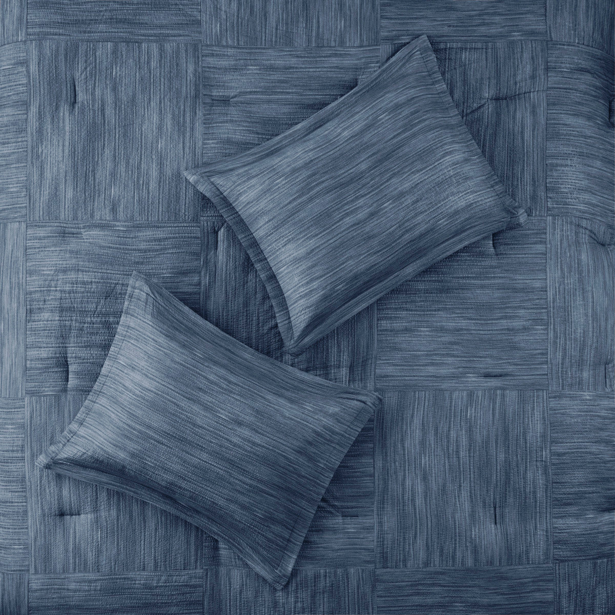 7 Piece Printed Seersucker Comforter Set Navy King