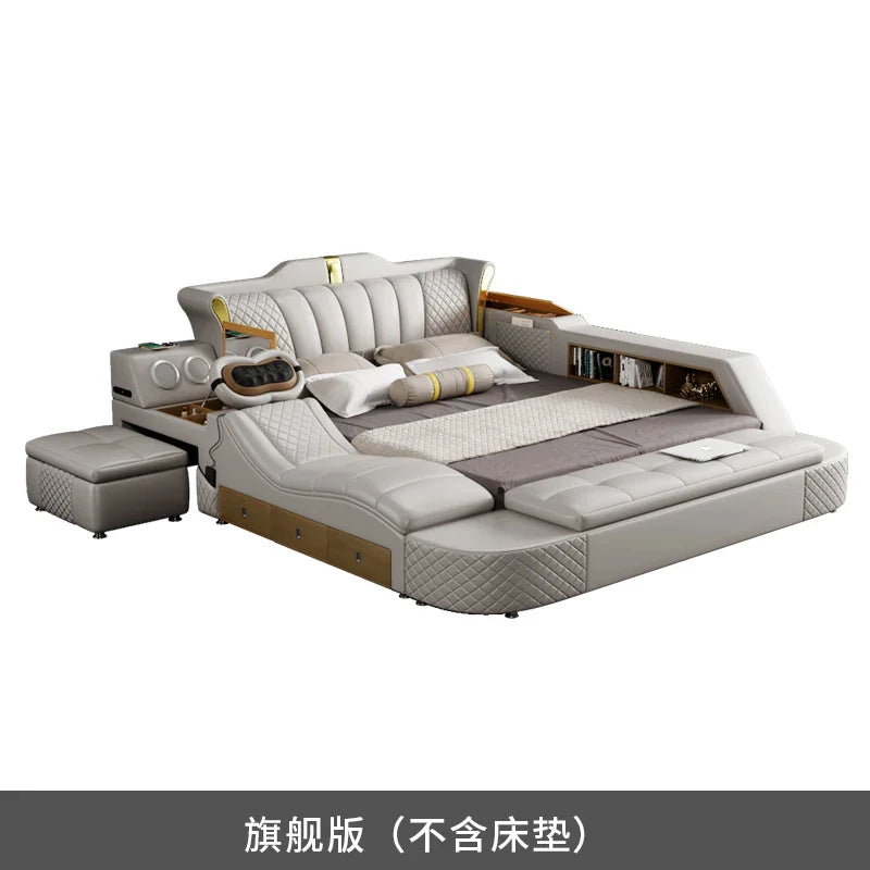 Wood Luxury Bedroom Modern Queen King Size Bed