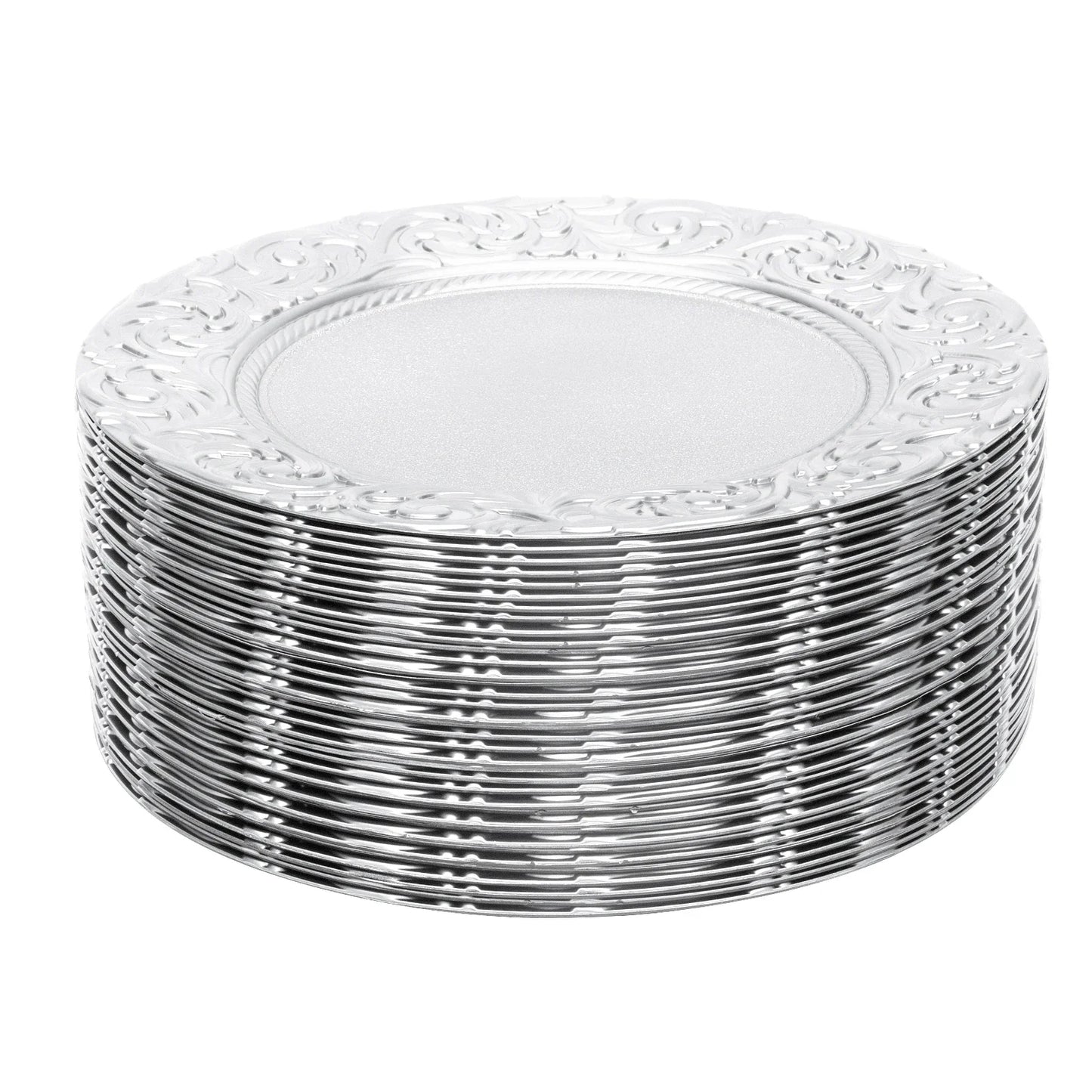Plates 100-Piece Set Round Reusable Serving Plates, Gold, Black, Silver, Green