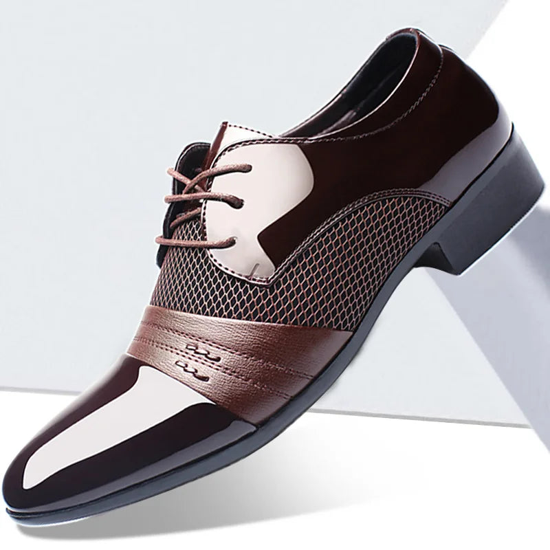 New British Men Leather Shoes, Classic Pointed Toe Formal.