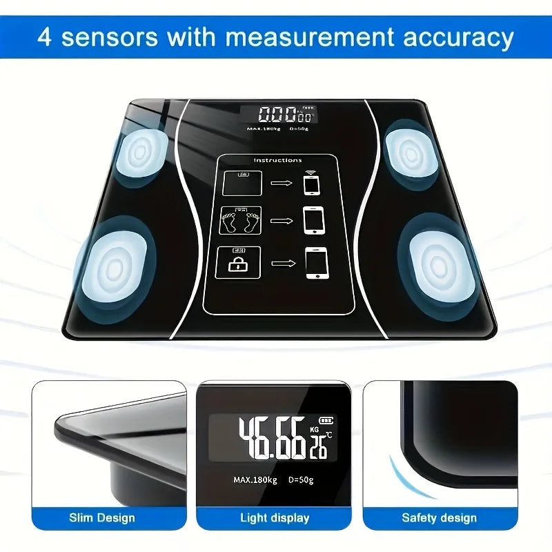 Intelligent Digital Body Scale With Backlit LED Display Screen,Weighing Up To 400 Pounds,Ideal for Weight Management & Fitness.