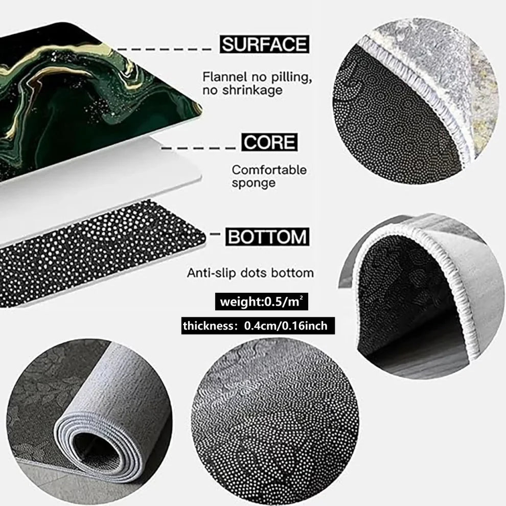 VIKAMA Marble Geometric Large-Area Carpet, Non-Slip Outdoor Caravan Terrace Floor Mat, Living Room, Bedroom Carpet.