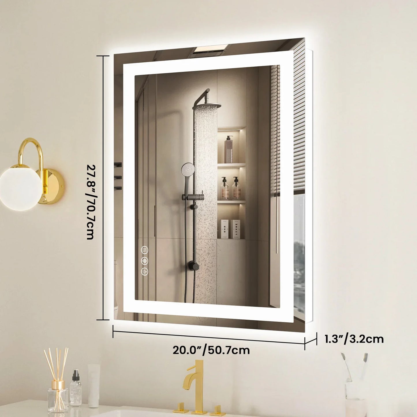 36"x 24"LED Bathroom Vanity Mirror for Wall, Memory Function, Tempered Glass Front Light, and Backlit For Living Room.