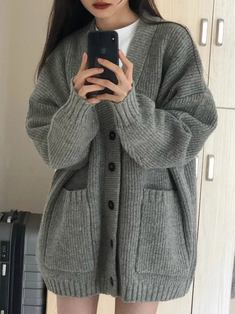 Women Cardigan Sweater, Fashion Long Sleeve V-neck Casual Sweater.