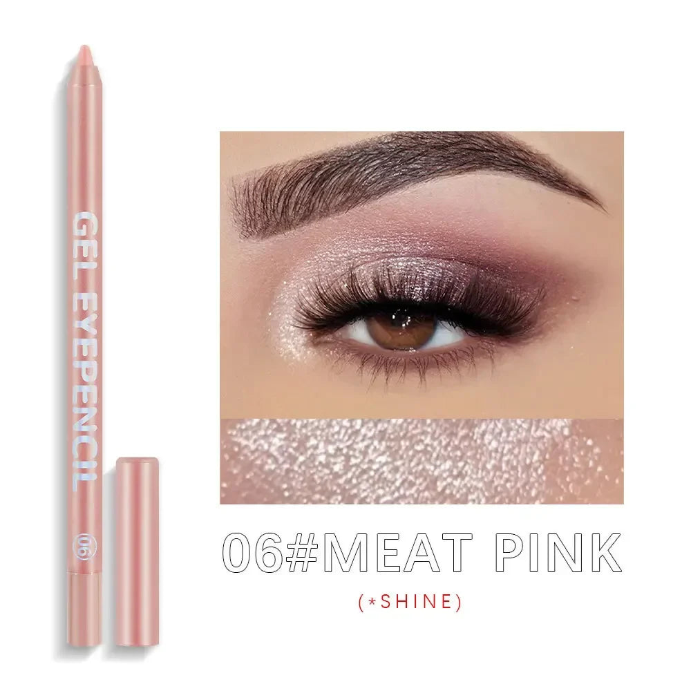 12 Colors Shine Pearlescent Eyeliner Pencil Waterproof Eyeliner Gel Pen