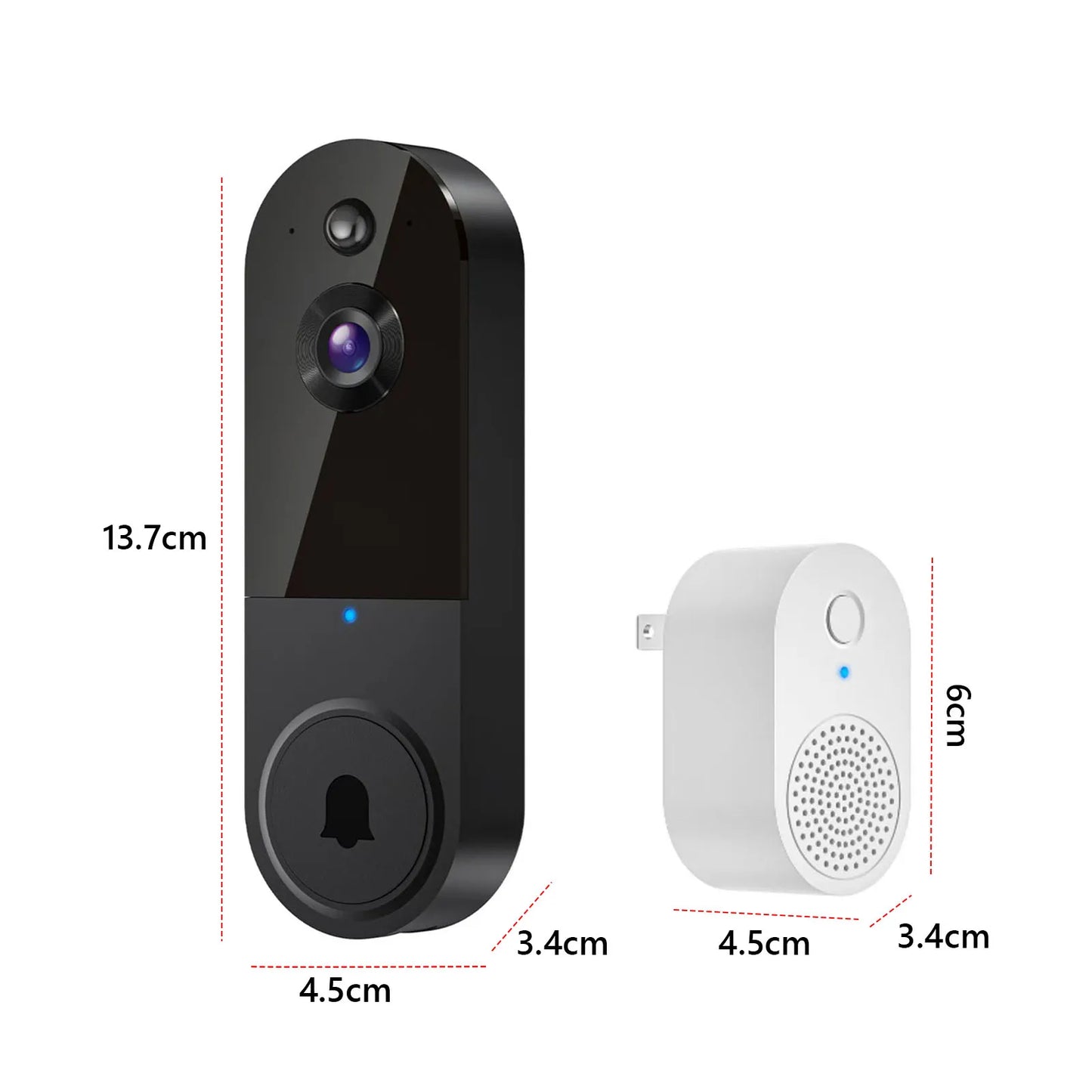 Wireless Video Doorbell with Mic & Speaker, Night View Camera Rechargeable Electronic Doorbell for Home Safety Protection.