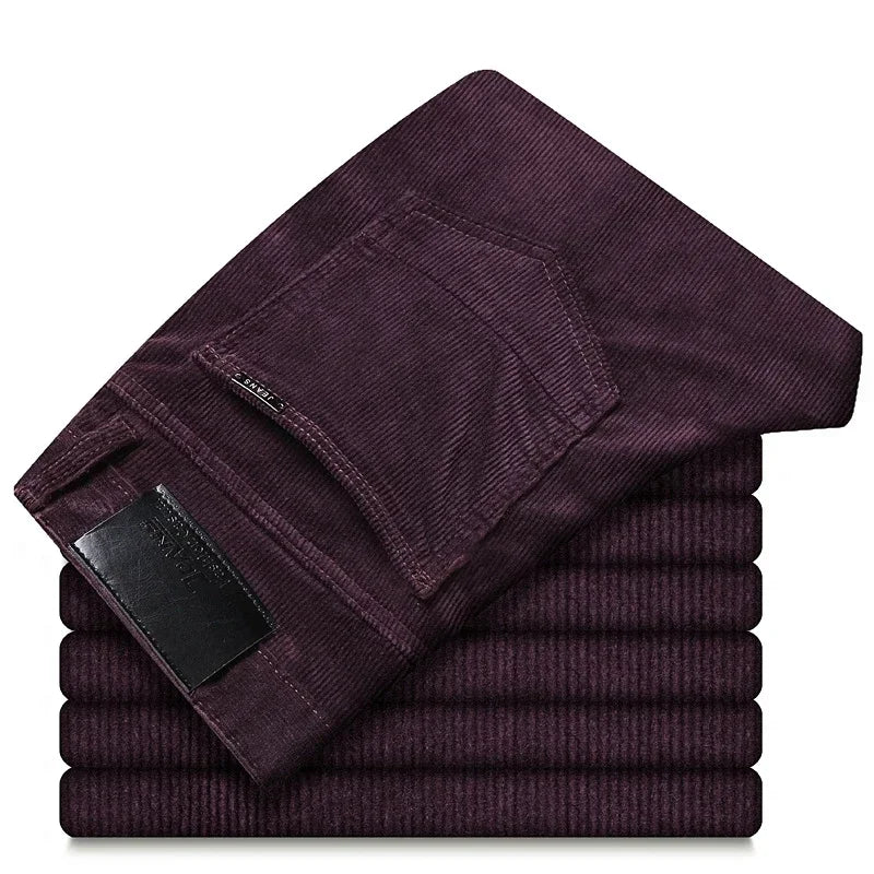 6 Color Men Corduroy Casual Pants, 2022 Autumn Winter New Style Business, Fashion Stretch Regular Fit Trousers Male Clothes.