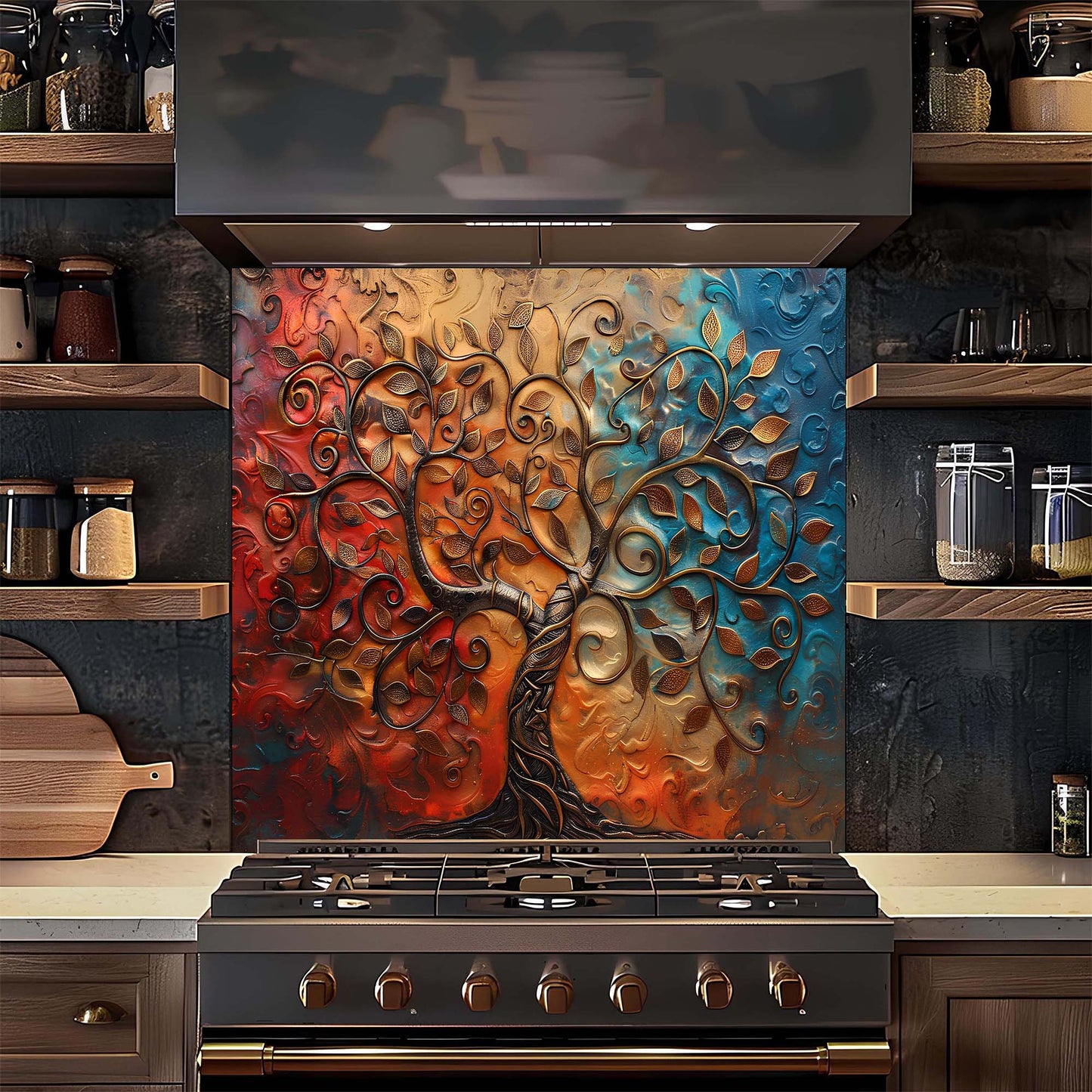 Custom Kitchen Backsplash – Eternal Flame Tempered Glass Backsplash