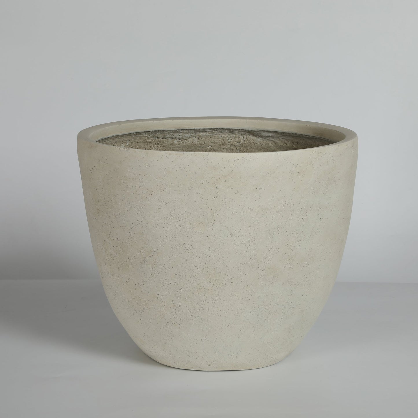Round Concrete Planter Set of 2, Large Outdoor Indoor Handmade Rustic Decorative Planter Pots with Drainage Holes
