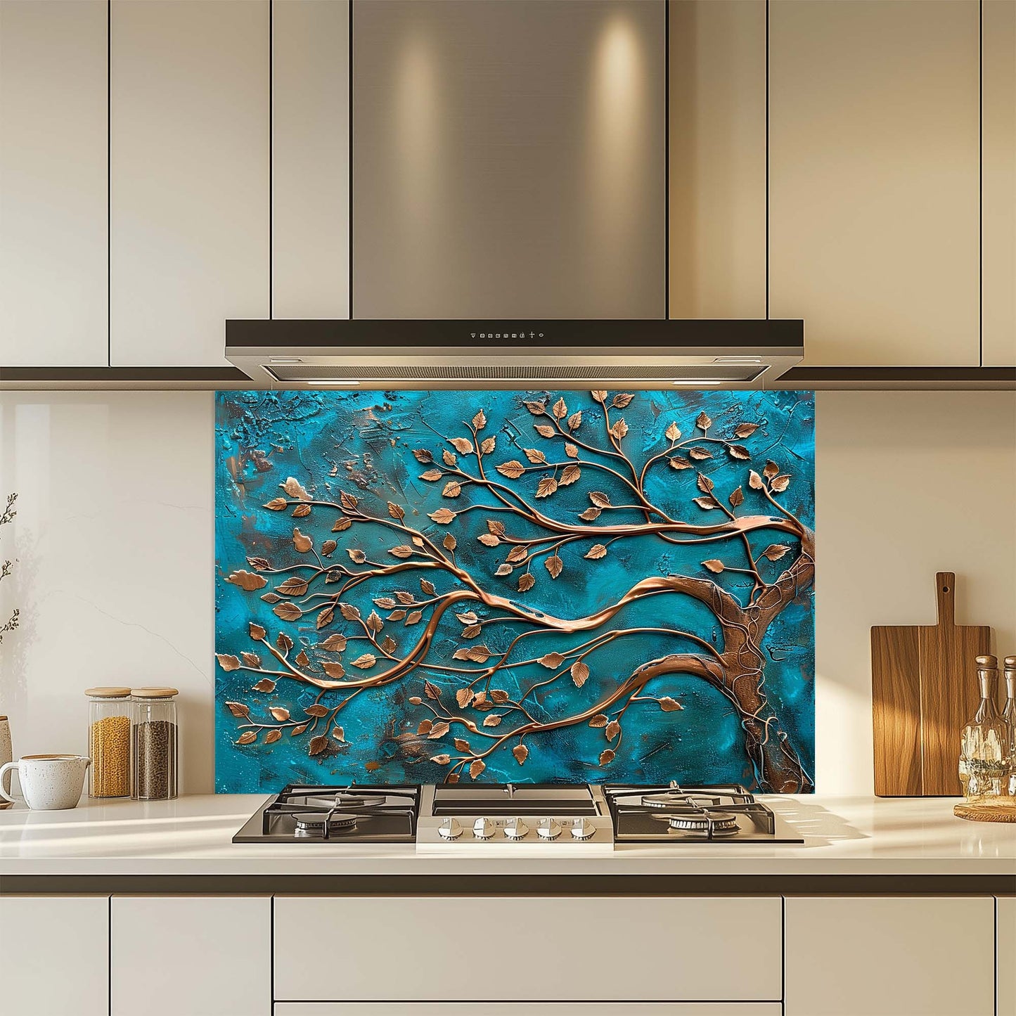Bronze Harmony – Tempered Glass Backsplash for Kitchen – Copper Look Glass Backsplash