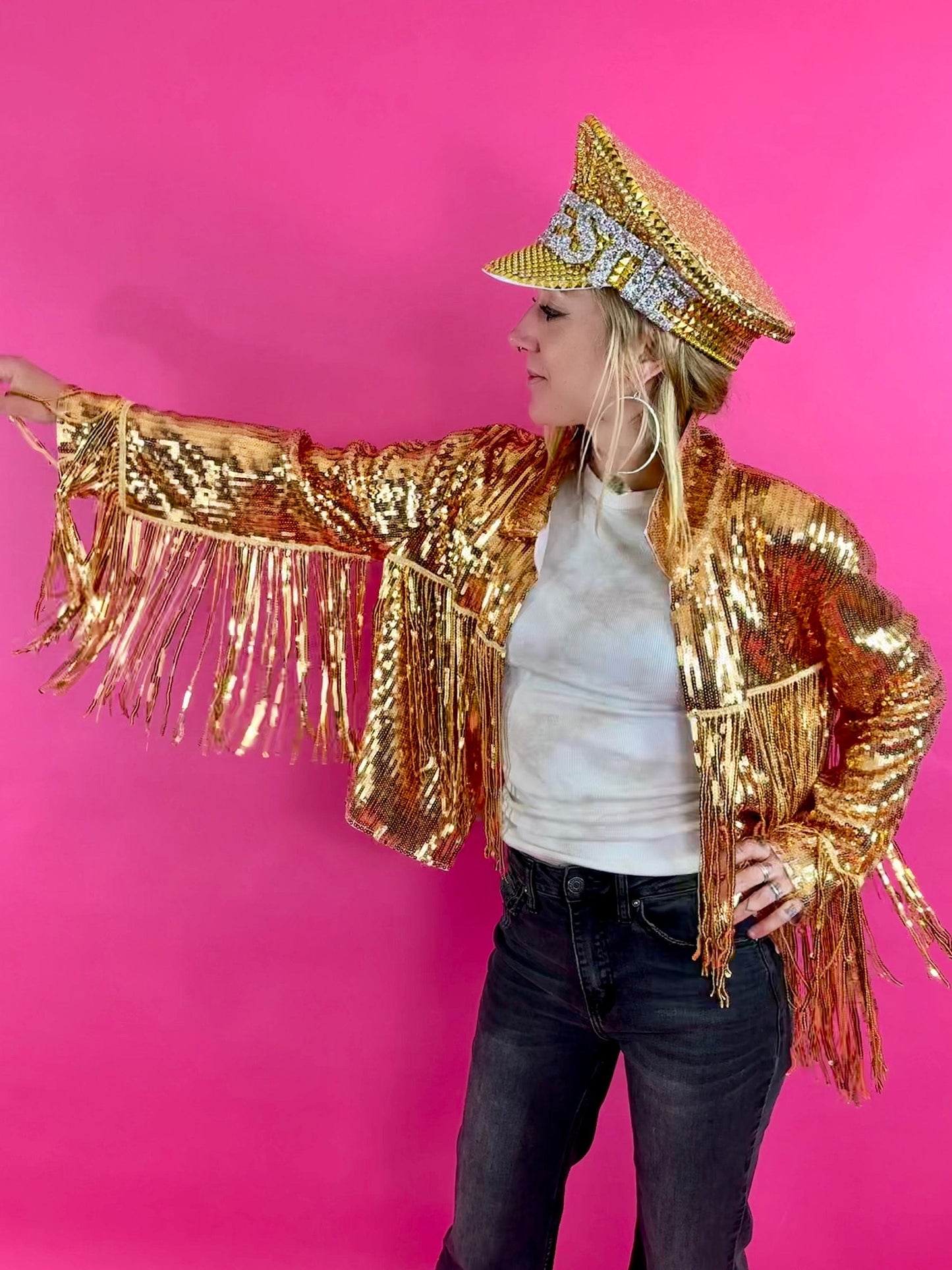 Womens Silver Sequin Jacket, Disco Jacket, Vintage Fringed Tinsel Jacket, Boho party Jacket with Tassels, Western Jacket, Bohemian Jacket