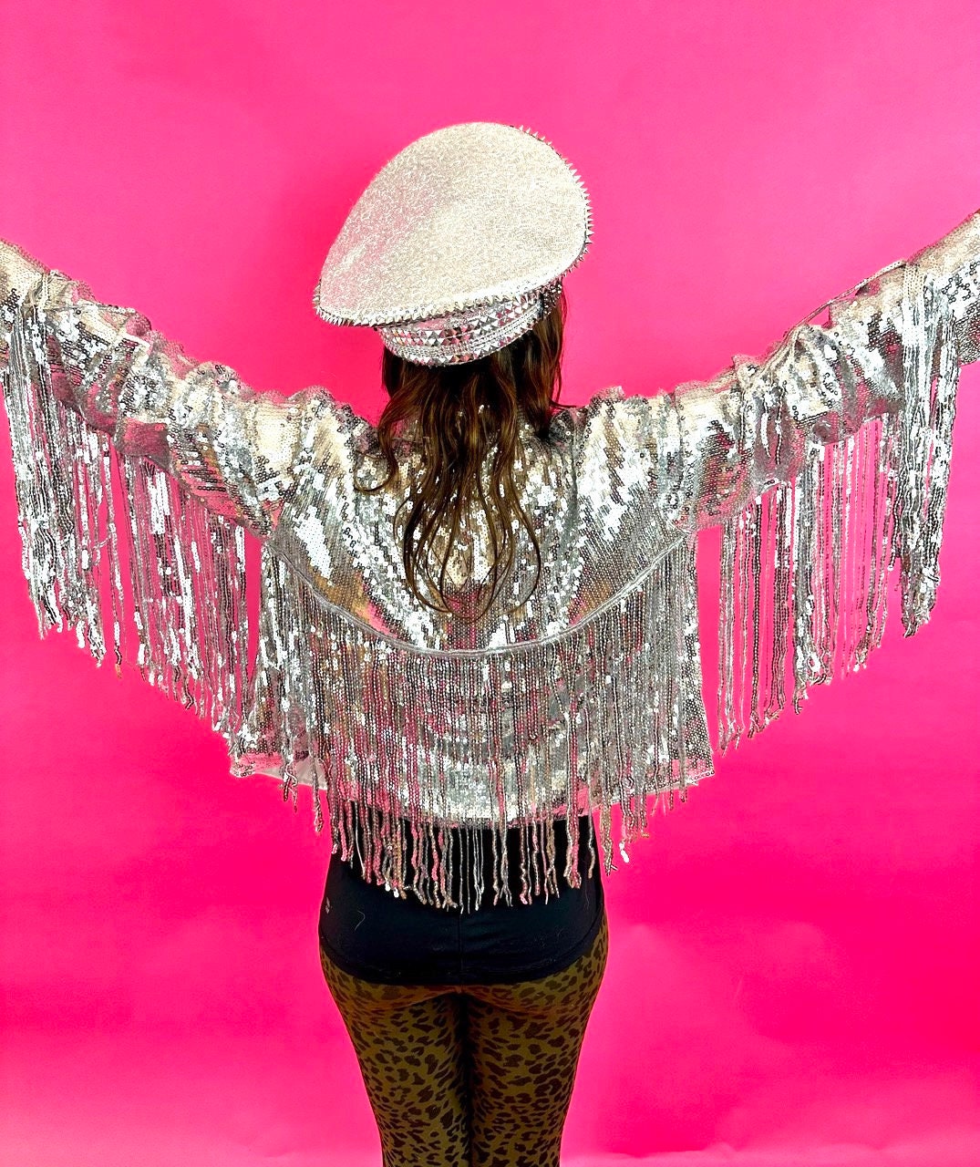 Unisex Gold Sequin Jacket, Disco Jacket, Vintage Fringed Coat, Boho Tinsel Jacket with Tassels, Western Jacket, Bohemian Party Jacket