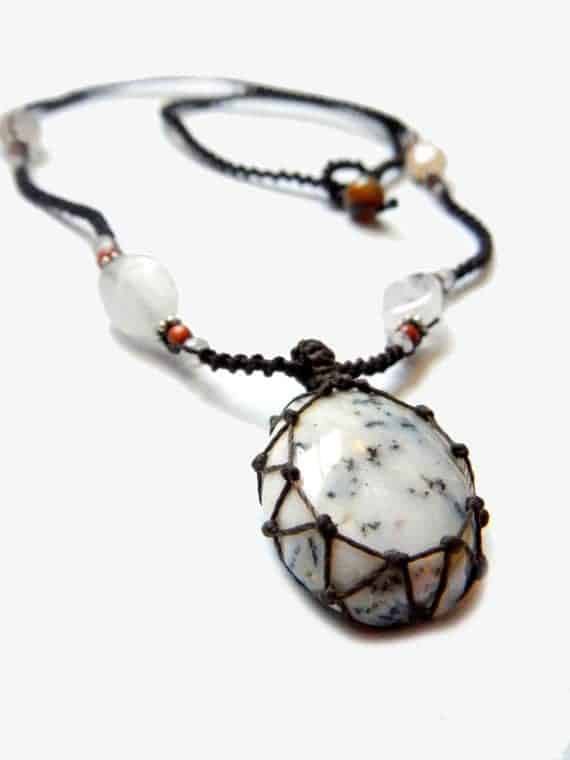 Tree Agate macrame Necklace – Your Stone For Abundance- Bohemian healing crystal