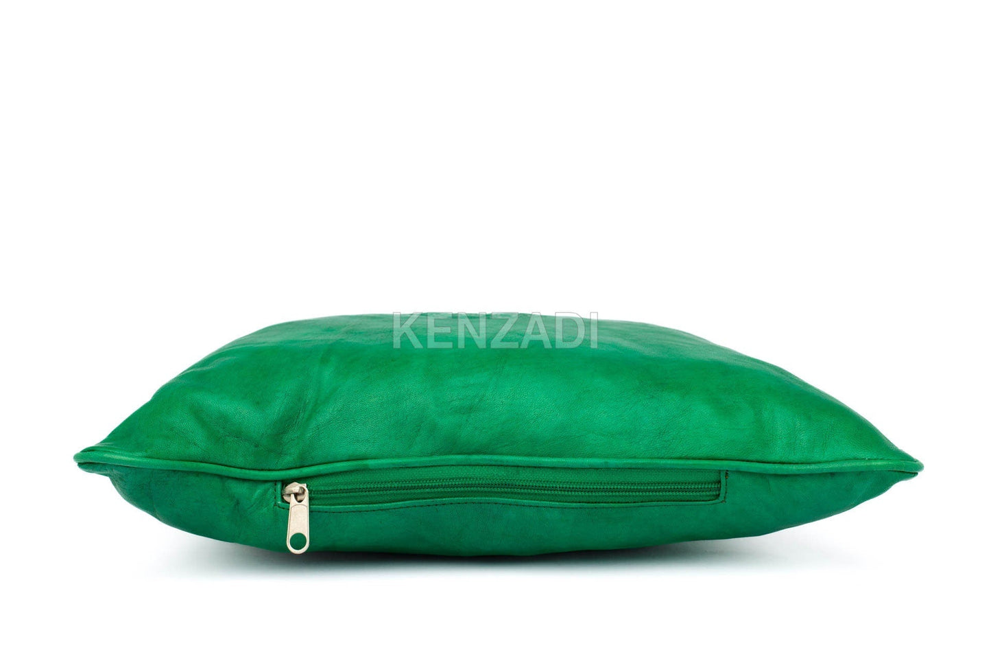 Moroccan Leather Pillow, Green traditional Throw Pillow Case by MyPoufs.com