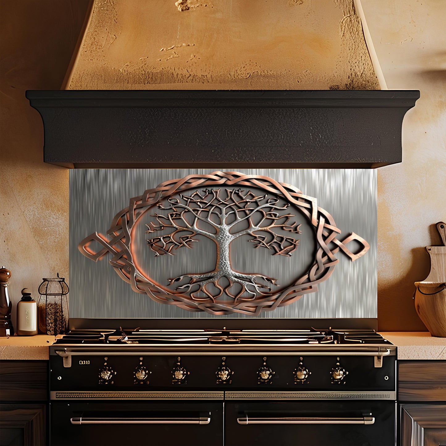 Tempered Glass Backsplash for Kitchen – Celtic Tree of Life Custom Splashback Glass Panel