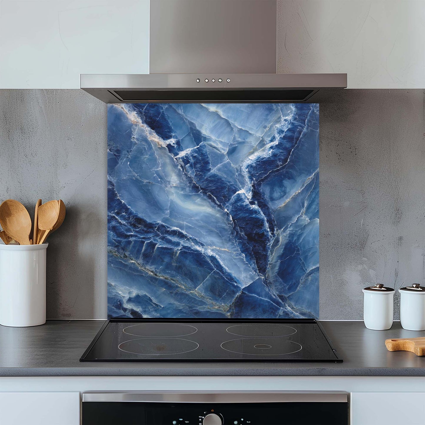 Ocean Lapis – Tempered Glass Backsplash for Kitchen | Luxurious Marble Look Backsplash