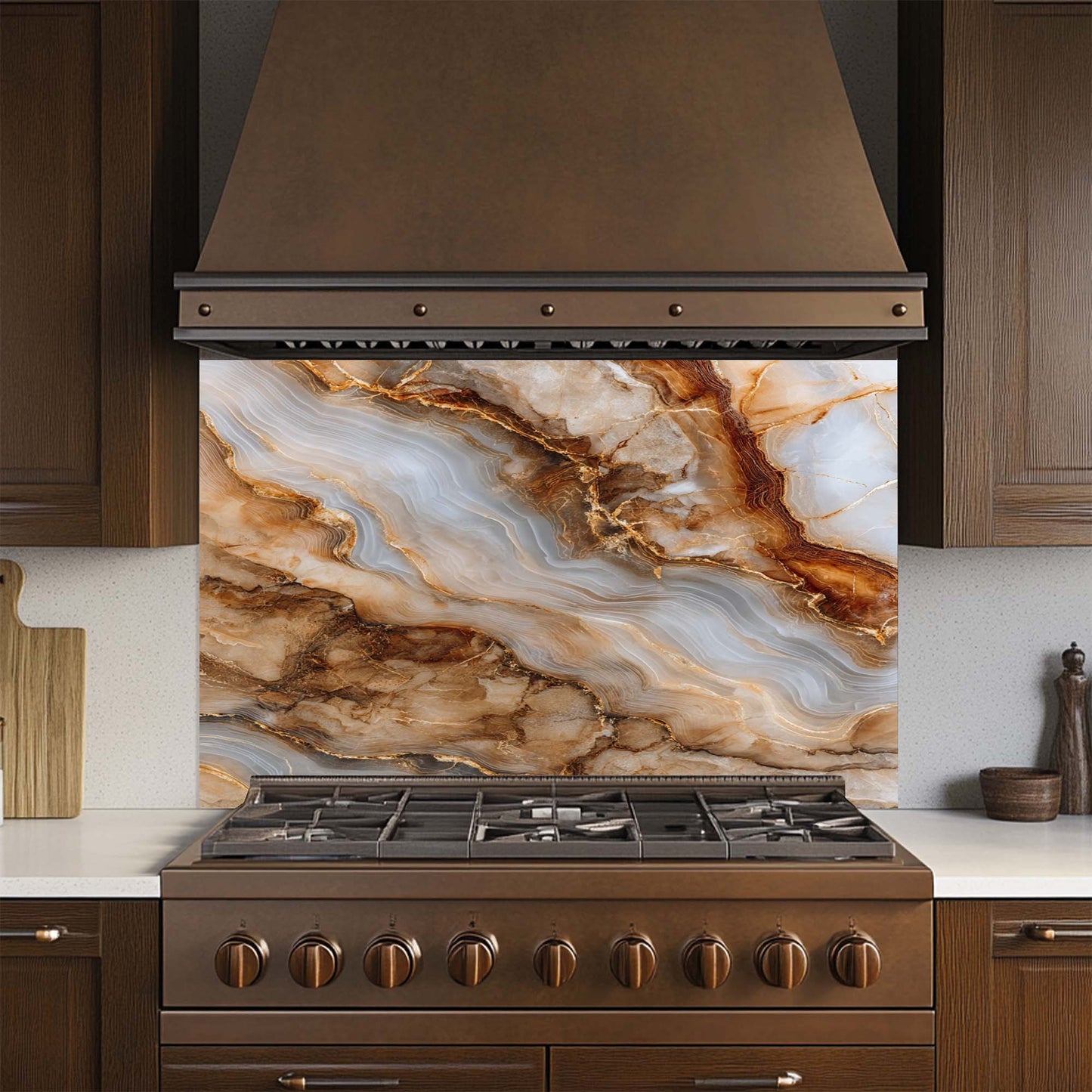Onyx Gold – Tempered Glass Backsplash for Kitchen | Marble & Agate Look Backsplash