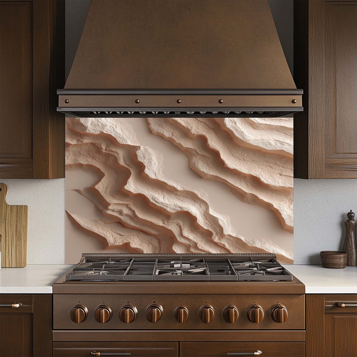 Eroded Dunes – Tempered Glass Backsplash for Kitchen | Abstract Sand Backsplash