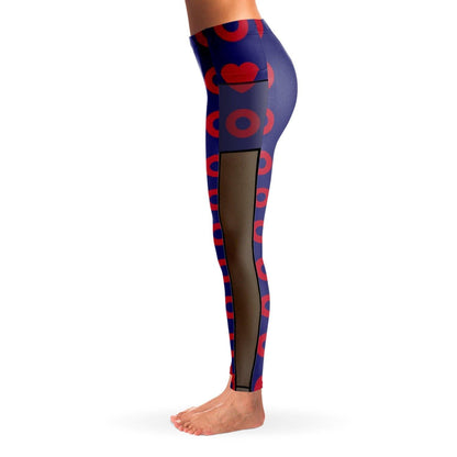 Fishman Donuts and Heart Premium Mesh Pocket Yoga Leggings | Phish Band | Black Trim