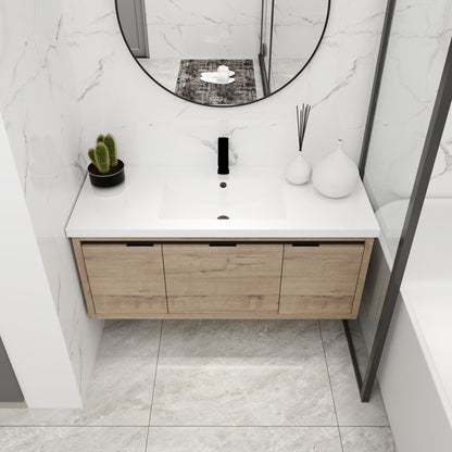 Floating Bathroom Vanity with Resin Sink and Soft-Close Doors