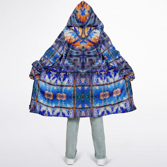 Transcendence Cuddle Coat | Unisex Minky Sherpa Lined Coat with Hood, Zipper and Pockets | Women and Mens Festival Coat | Mountain Fashion