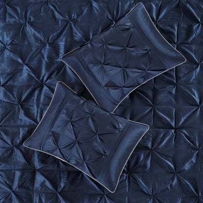 7 Piece Tufted Comforter Set Navy California King