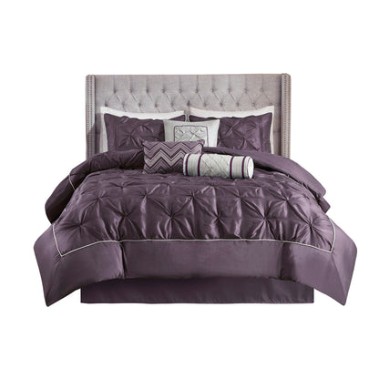 7 Piece Tufted Comforter Set Plum Full