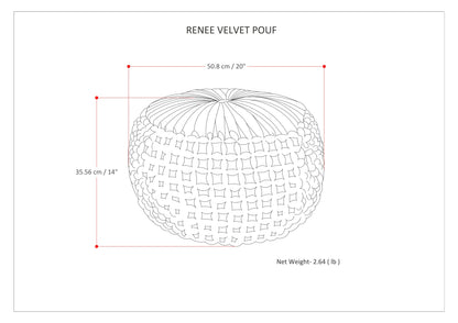 Renee Round Pouf Navy Velvet Cotton Accent Stool