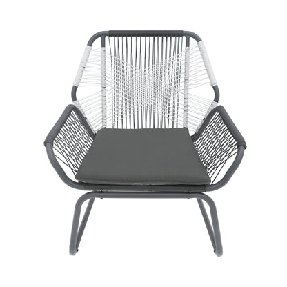 Set of 2 Woven Rattan Outdoor Club Chairs with Cushions