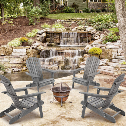 Classic Gray Cedar Wood Lounge Patio Chair Set of 2