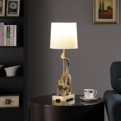 24-Inch Old World Gold Capuchin Monkey Polyresin Table Lamp