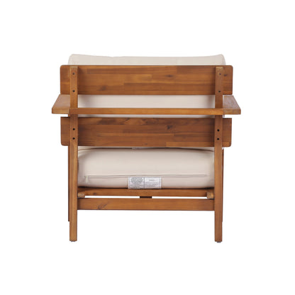 29.5' Mid-Century Modern Acacia Wood Outdoor Club Chair