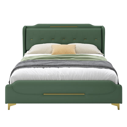 Queen Size Leather Bed Frame with Wingback Headboard & Footboard