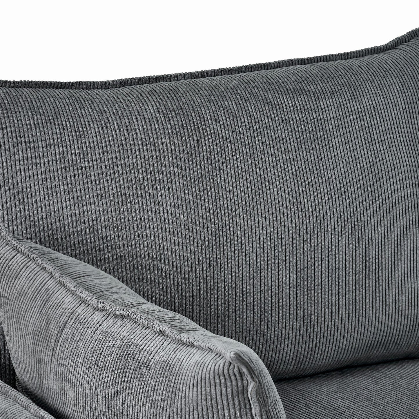 Comfy Corduroy Oversized Chaise Lounge Chair with Ottoman and Storage