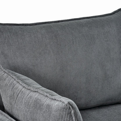 Comfy Corduroy Oversized Chaise Lounge Chair with Ottoman and Storage