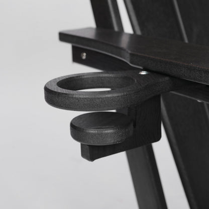 HDPE Folding Adirondack Chair with Dual Cup Holder - Black