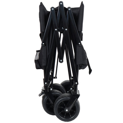 3-in-1 Convertible Folding Wagon Cart with Bench Seat & Storage