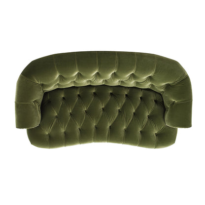 La Rosa Victorian Chesterfield Loveseat, Olive Green Performance Velvet