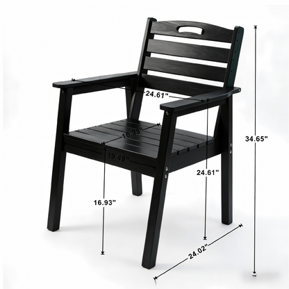 HDPE Outdoor Terrace Dining Chair Set of 2 - Black