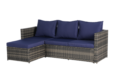 2 Pieces Patio Furniture Set, Outdoor Woven Sectional L-Shaped Patio Furniture