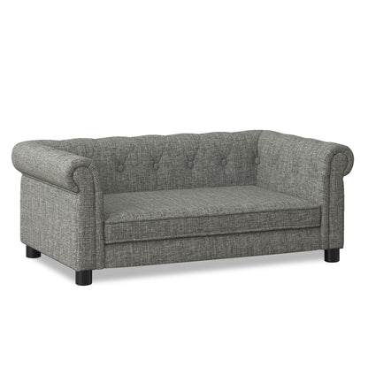Modern Linen Fabric Light Grey Elevated Pet Bed