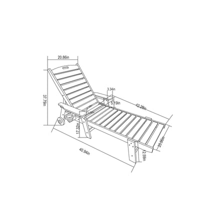Outdoor Lounge Chair with Wood Texture and Adjustable Backrest