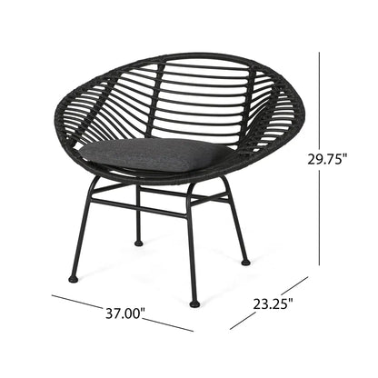Cordella Outdoor Woven Wicker Chairs with Cushions Set of 2