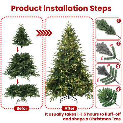 6.5ft Pre-Lit Artificial Christmas Tree with 450 Warm White Lights