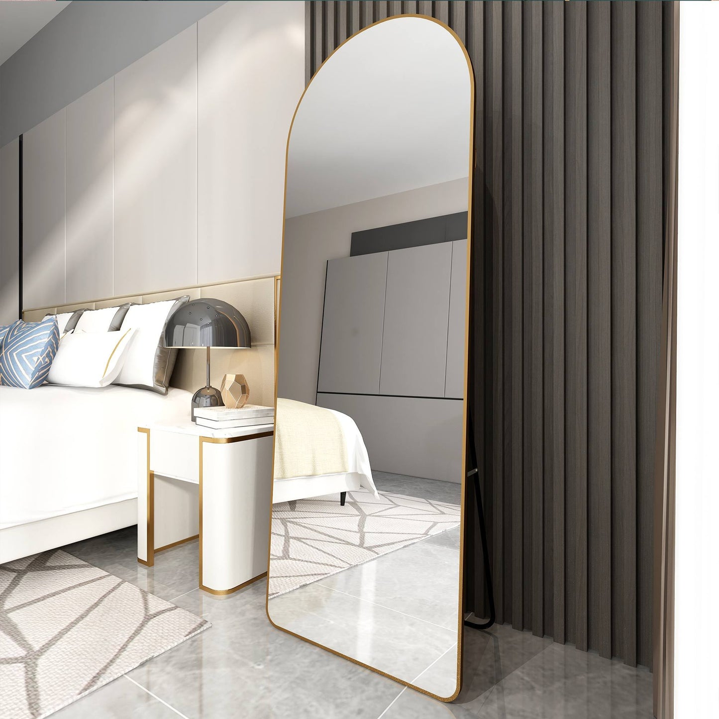 The 4th Generation Floor Mounted Full Length Mirror with Gold Frame