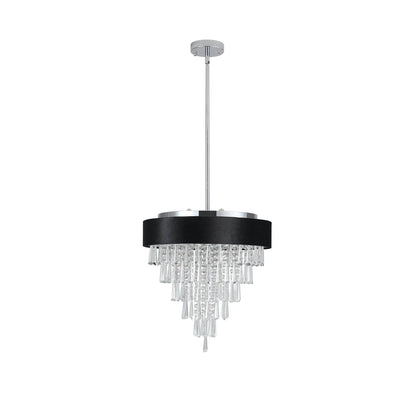 18-inch Modern Crystal Chandelier with Black Velvet Shade