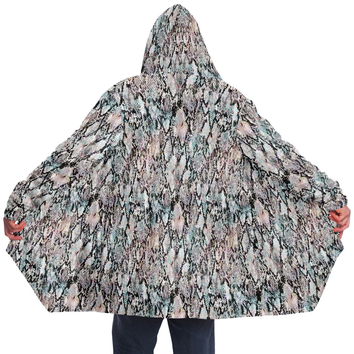 Prism Python Cuddle Cloak | Unisex Minky Sherpa Hooded Coat | Women and Mens Festival Coat | Mountain Fashion